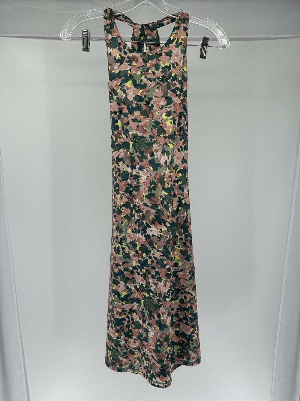 Prana Floral Print Maxi Skirt in Green, Pink and Yellow